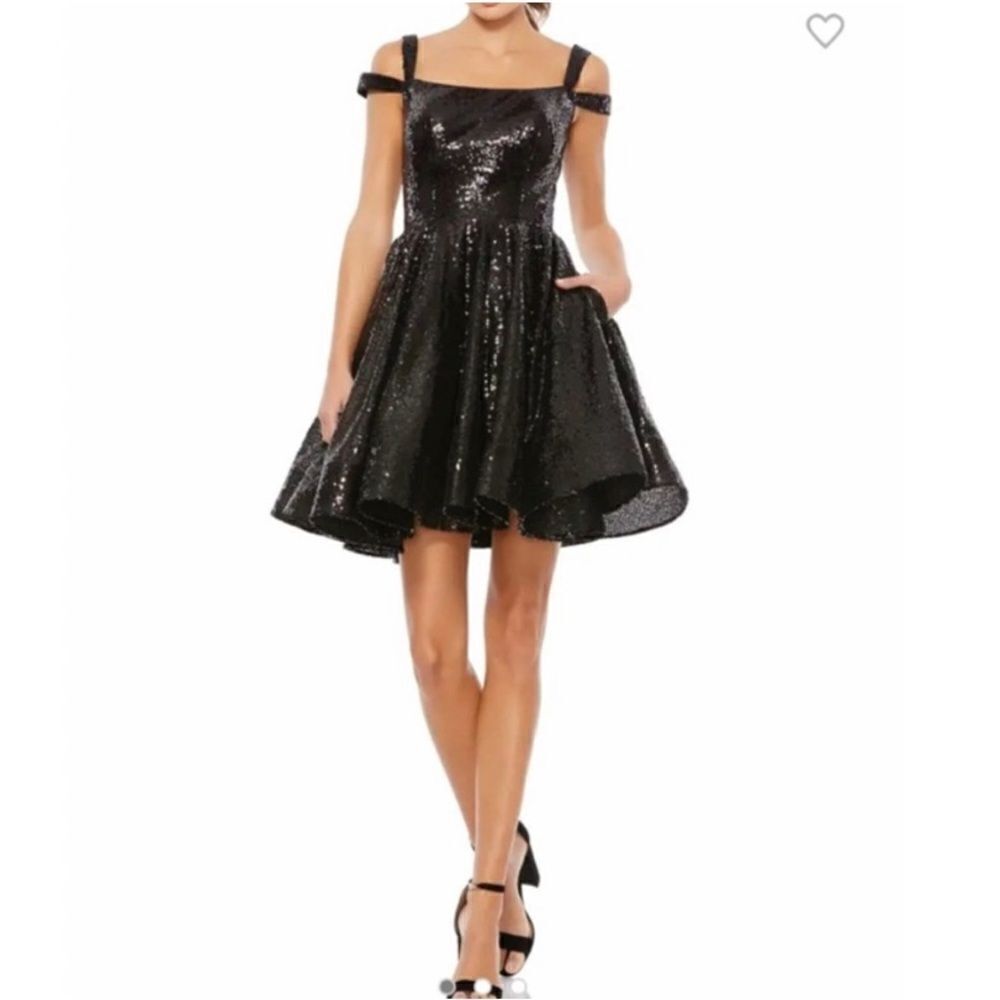 Leena for Mac duggal all over sequin black cocktail dress 10 new Whimsigoth